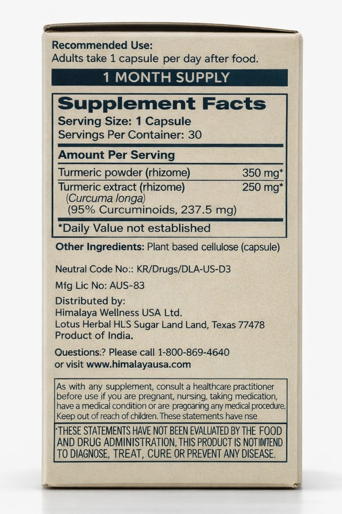 TURMERIC 95 with Curcumin for Joint Support 30cp | Himalaya