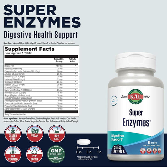 Kal Super Enzymes Tablets, 60 Count