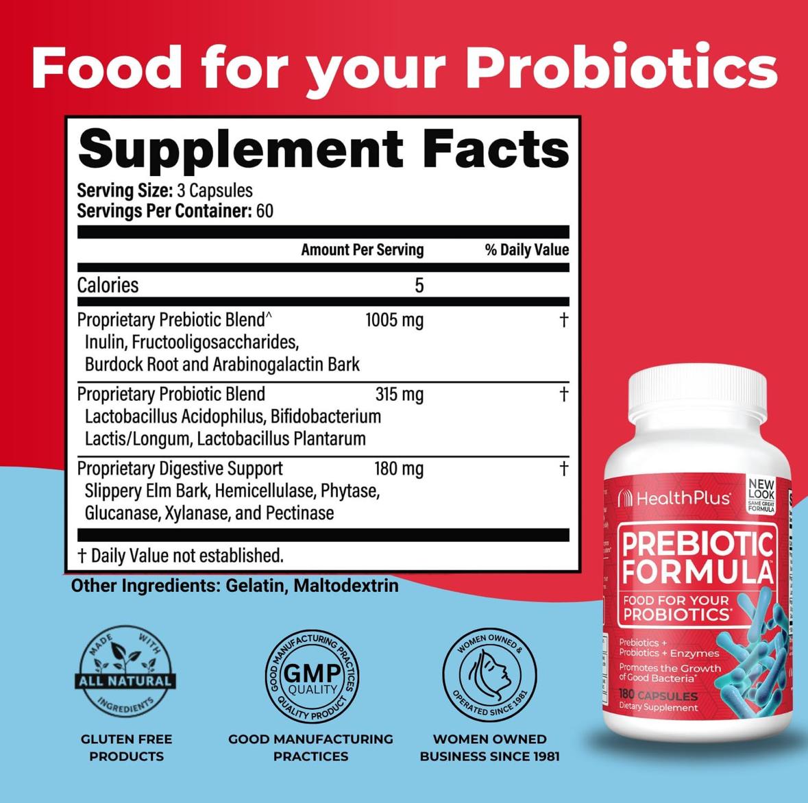 Health Plus Prebiotic Formula Capsules, 180 Count