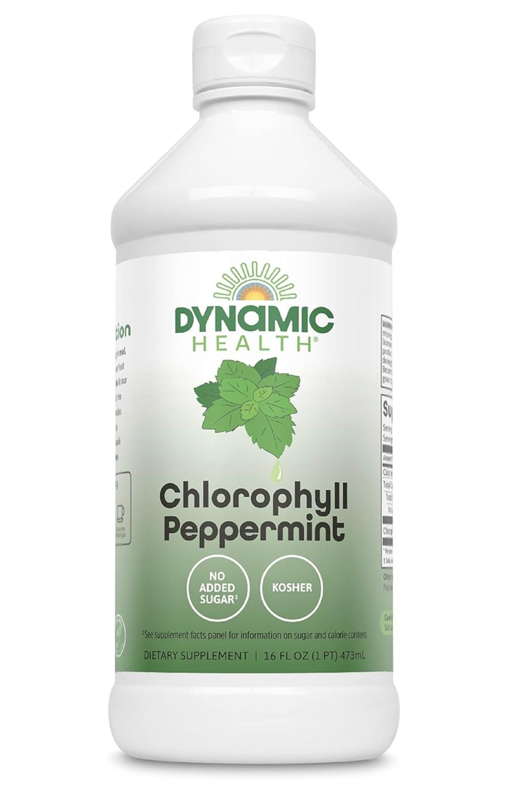Dynamic Health Liquid Chlorophyll Peppermint 100 mg, No Added Sugar, 16 Fl Oz