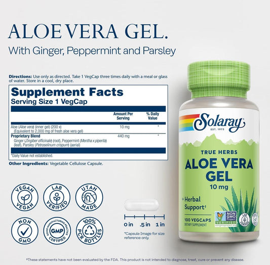 SOLARAY Aloe Vera Gel Concentrate 200X, 100 Servings