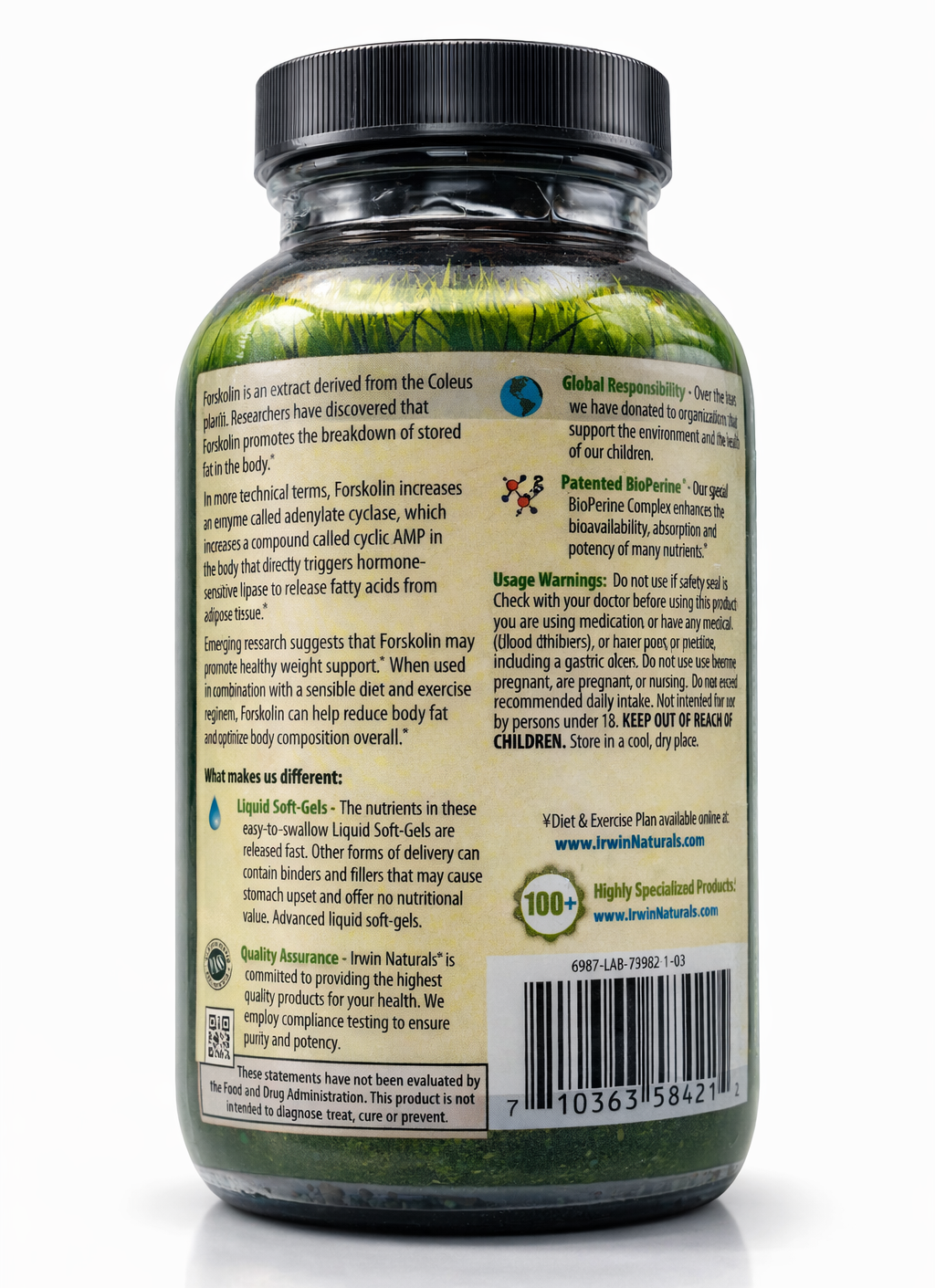 Forskolin Fat-Loss Diet Lipo Simulator 60 Liquid Soft-Gels | Irwin Naturals