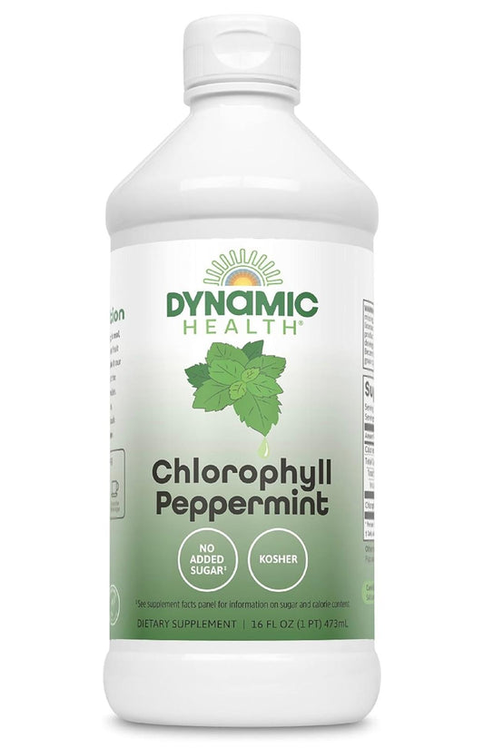 Dynamic Health Liquid Chlorophyll Peppermint 100 mg, No Added Sugar, 16 Fl Oz
